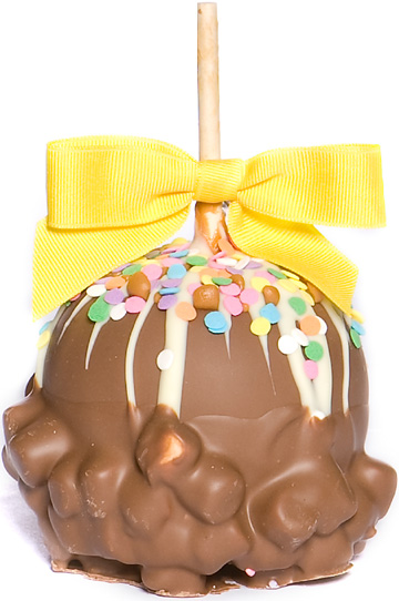 Milk Belgian Chocolate Dunked Caramel Apple w/Marshmallows & Confetti