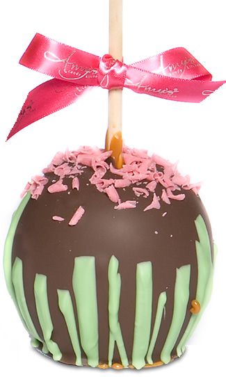 Gourmet Dark Dunked Caramel Apple W/Green & Pi