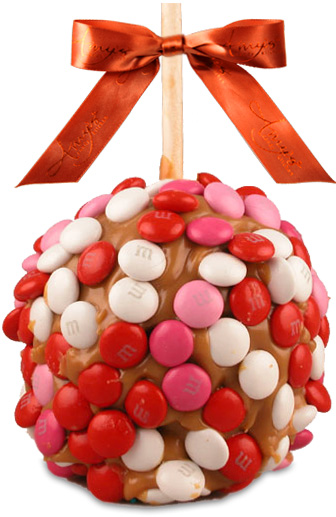 Gourmet Caramel Apple with Valentine's M&M's